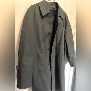 (40)VINTAGE Towncraft Plus Penney’s Dark gray plaid mid-length Trench Coat Men’s